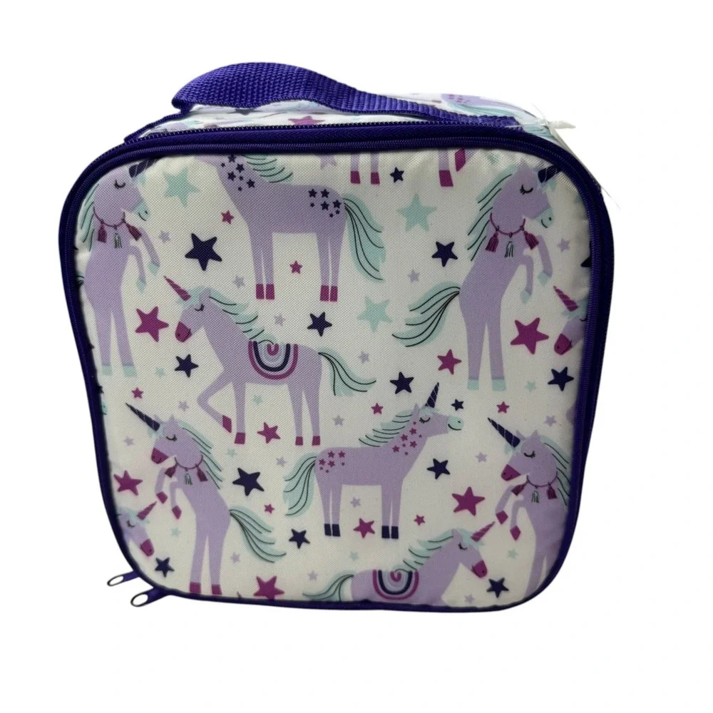 NEW Everyday Living Unicorn Lunch Box Purple Teal Star Insulated Bag Whimsical